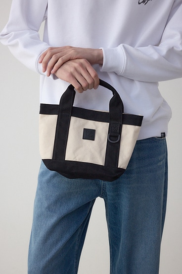 パッチ付きミニトートバッグ