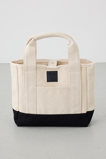 パッチ付きミニトートスクエアバッグ