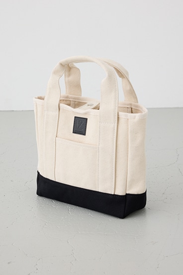 パッチ付きミニトートスクエアバッグ