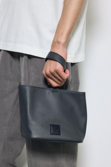 パッチ合皮巾着バッグ 詳細画像