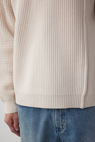 編地ミックスニットトップス 詳細画像