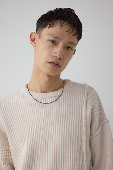 編地ミックスニットトップス