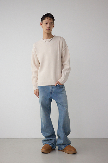 編地ミックスニットトップス 詳細画像