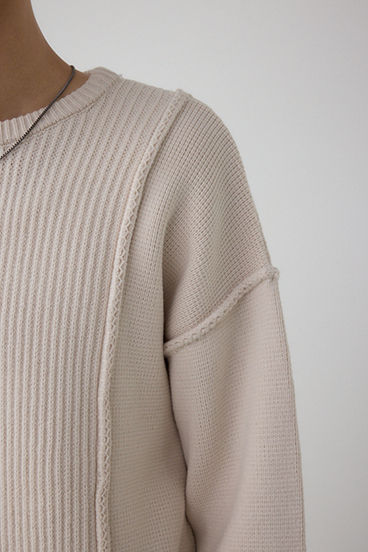 編地ミックスニットトップス 詳細画像