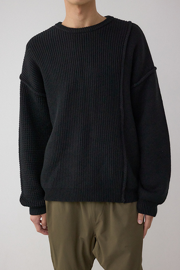 編地ミックスニットトップス