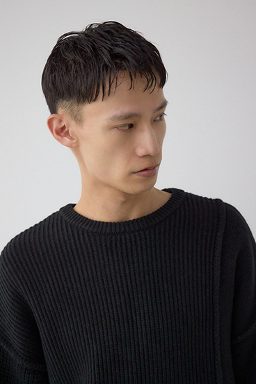 編地ミックスニットトップス