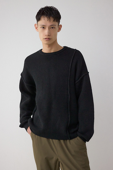 編地ミックスニットトップス 詳細画像