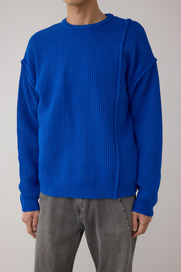 編地ミックスニットトップス