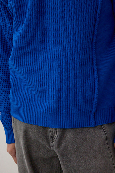 編地ミックスニットトップス 詳細画像