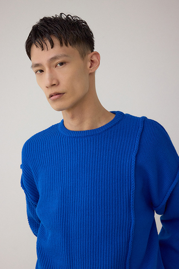 編地ミックスニットトップス