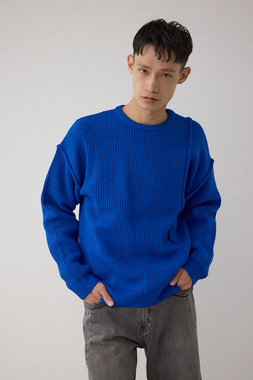 編地ミックスニットトップス 詳細画像