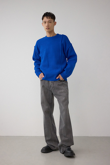 編地ミックスニットトップス 詳細画像