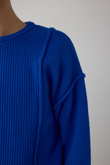 編地ミックスニットトップス 詳細画像