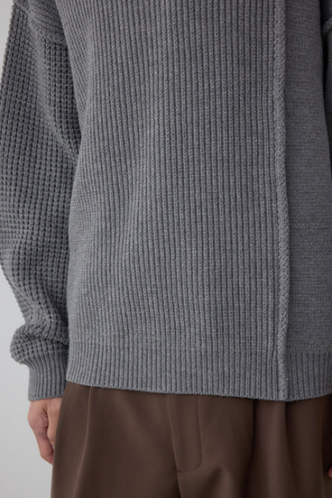 編地ミックスニットトップス 詳細画像