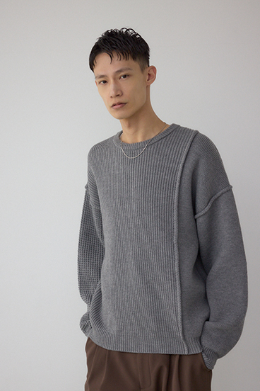 編地ミックスニットトップス 詳細画像