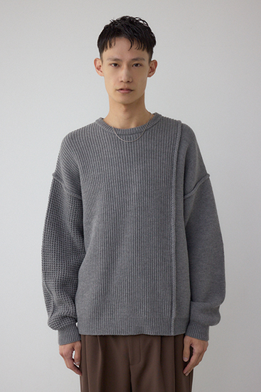 編地ミックスニットトップス 詳細画像