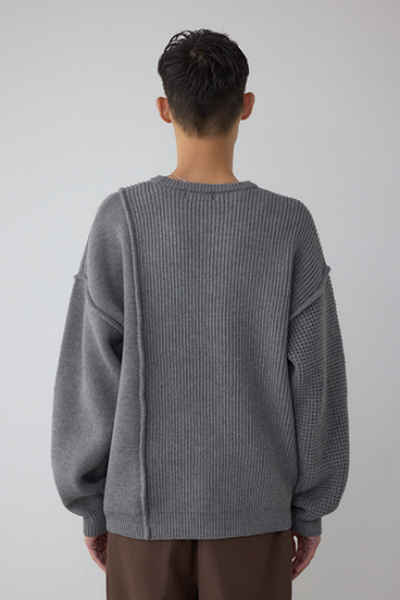 編地ミックスニットトップス 詳細画像