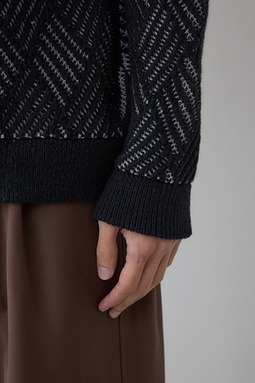 ダイヤ柄ニットトップス 詳細画像