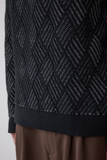 ダイヤ柄ニットトップス 詳細画像