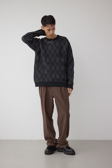 ダイヤ柄ニットトップス 詳細画像