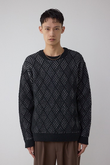 ダイヤ柄ニットトップス 詳細画像