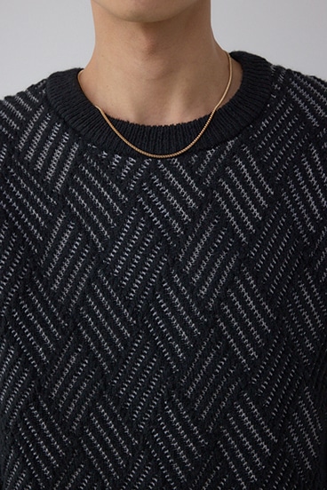 ダイヤ柄ニットトップス 詳細画像