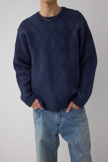 ダイヤ柄ニットトップス