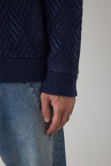 ダイヤ柄ニットトップス 詳細画像