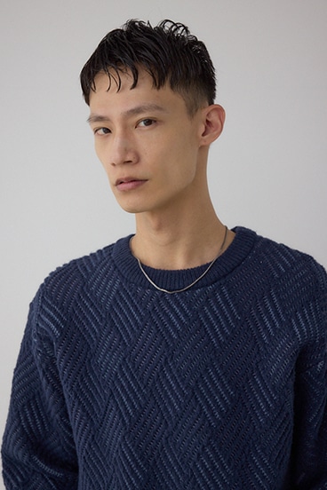 ダイヤ柄ニットトップス