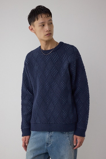 ダイヤ柄ニットトップス 詳細画像