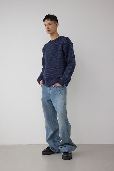 ダイヤ柄ニットトップス 詳細画像