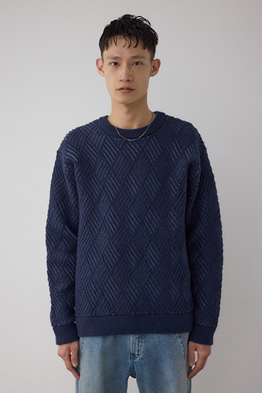 ダイヤ柄ニットトップス 詳細画像