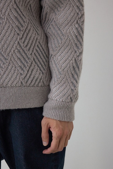 ダイヤ柄ニットトップス 詳細画像