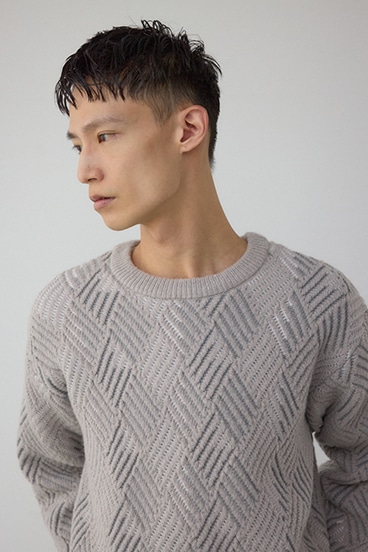 ダイヤ柄ニットトップス