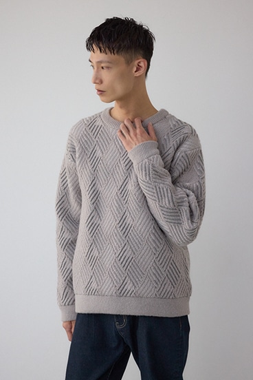 ダイヤ柄ニットトップス 詳細画像