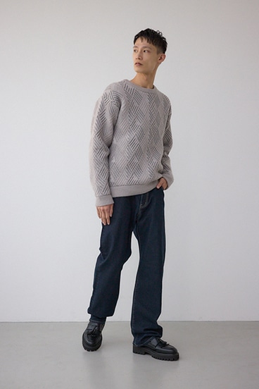 ダイヤ柄ニットトップス 詳細画像