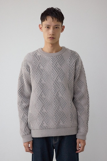 ダイヤ柄ニットトップス 詳細画像