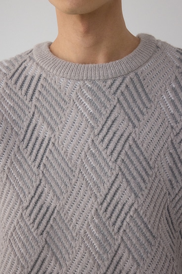 ダイヤ柄ニットトップス 詳細画像