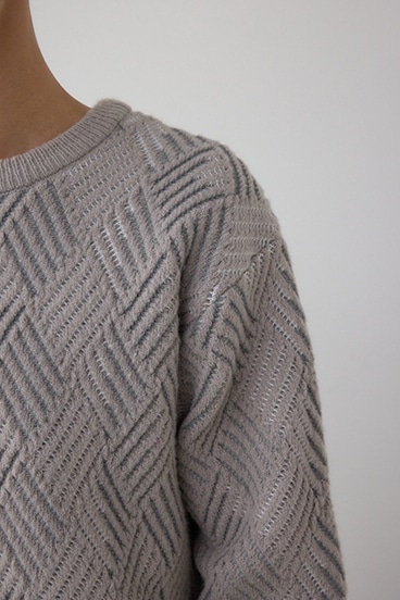 ダイヤ柄ニットトップス 詳細画像