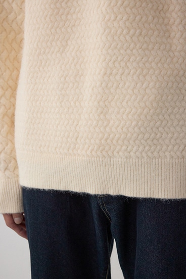 バスケット編み切り替えニットトップス 詳細画像