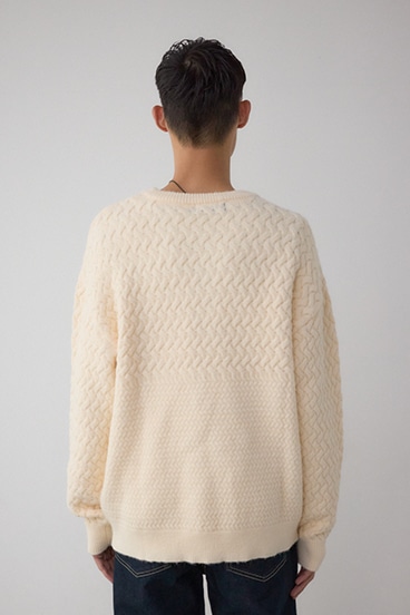 バスケット編み切り替えニットトップス 詳細画像