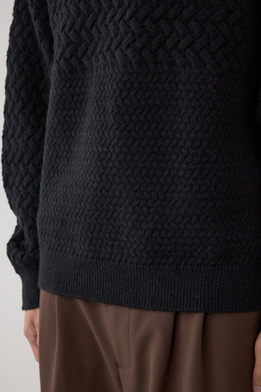 バスケット編み切り替えニットトップス 詳細画像