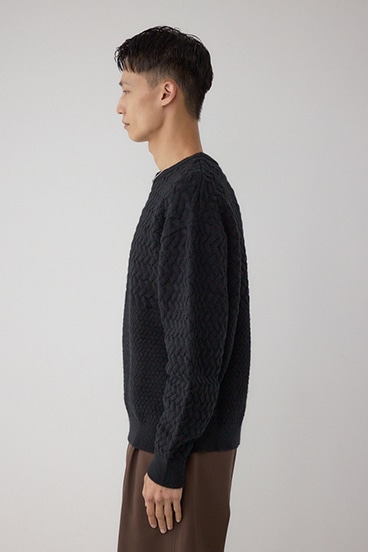 バスケット編み切り替えニットトップス 詳細画像