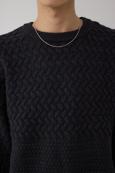 バスケット編み切り替えニットトップス 詳細画像