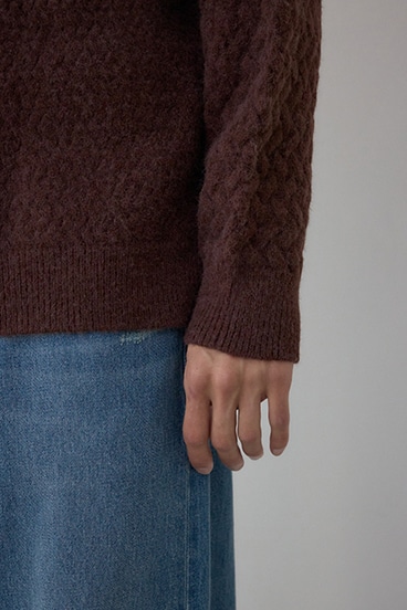 バスケット編み切り替えニットトップス 詳細画像