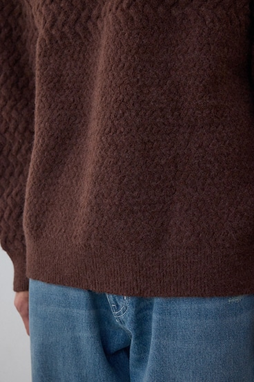 バスケット編み切り替えニットトップス 詳細画像