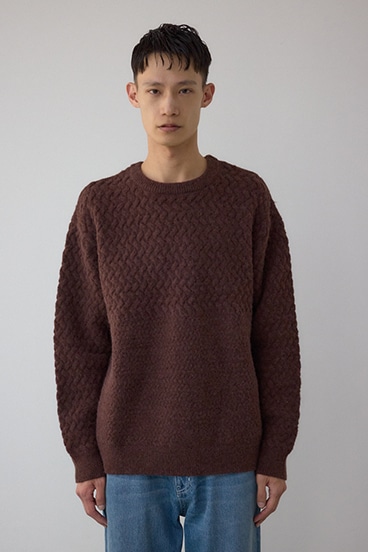 バスケット編み切り替えニットトップス 詳細画像