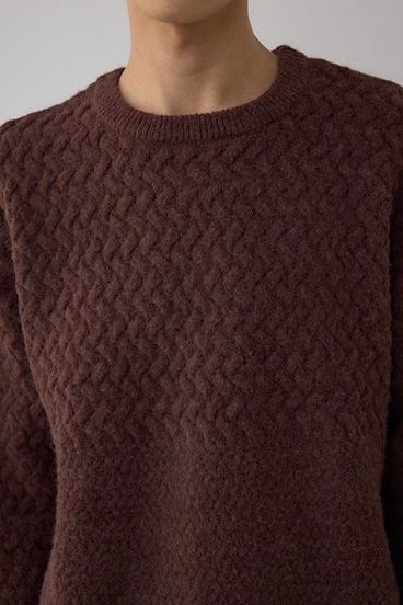 バスケット編み切り替えニットトップス 詳細画像