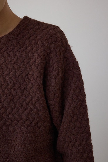 バスケット編み切り替えニットトップス 詳細画像