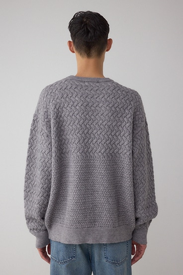 バスケット編み切り替えニットトップス 詳細画像